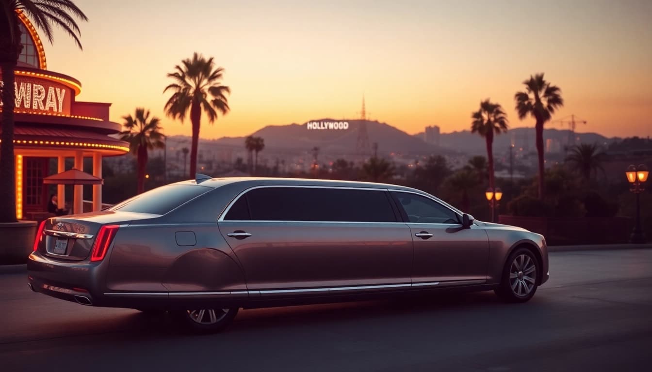 Hollywood Town Car and Limousine showcasing luxury in Los Angeles with a professional chauffeur.
