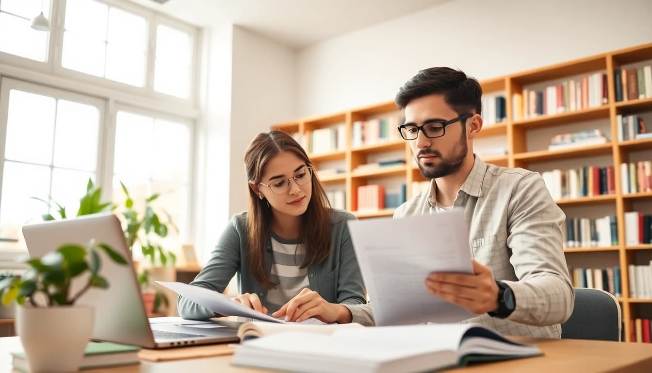 TOEFL expert help in a bright study room, assisting a focused student.