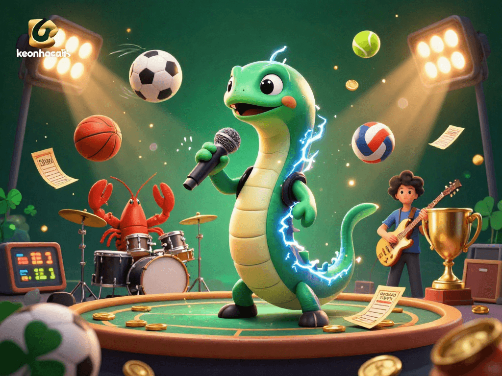 Experience the thrilling underwater world of keonhacai5 casino with an electric eel DJ and vibrant sports action.