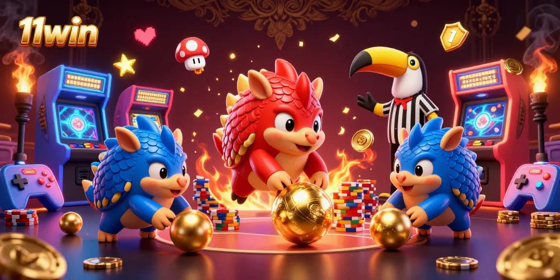 Engaging scene with rival pangolins in vibrant armor playing games and winning at 11win casino