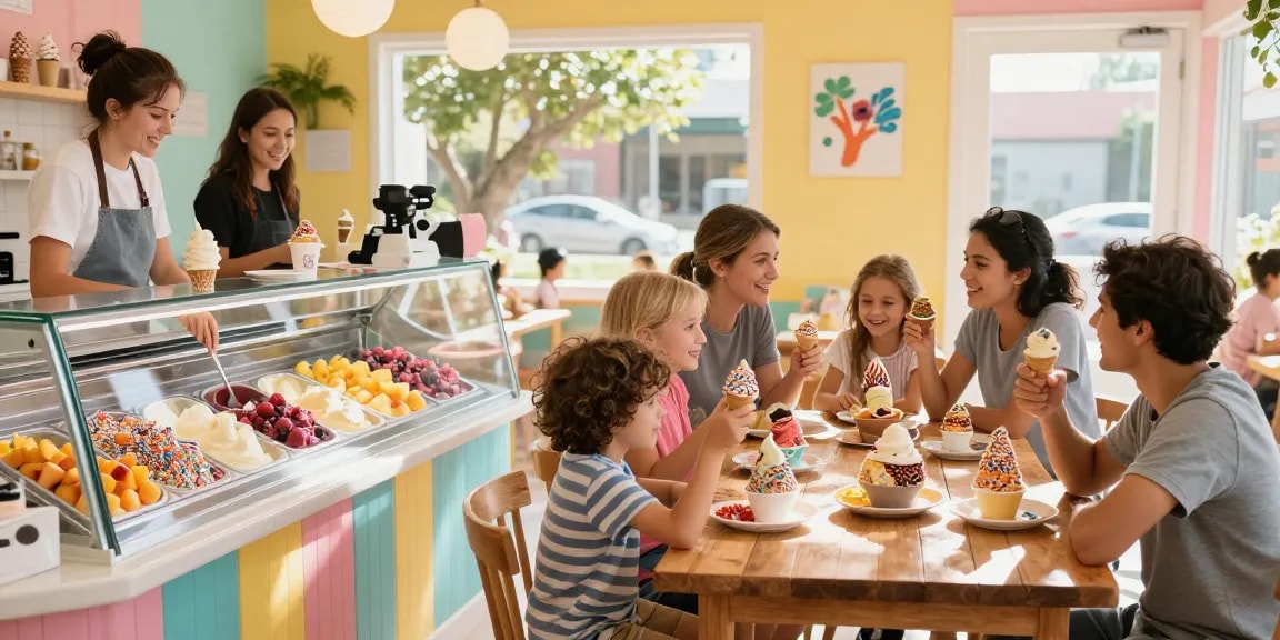 Delightful family at ROKOK88SUPER enjoying ice cream while logging in to rokok88.