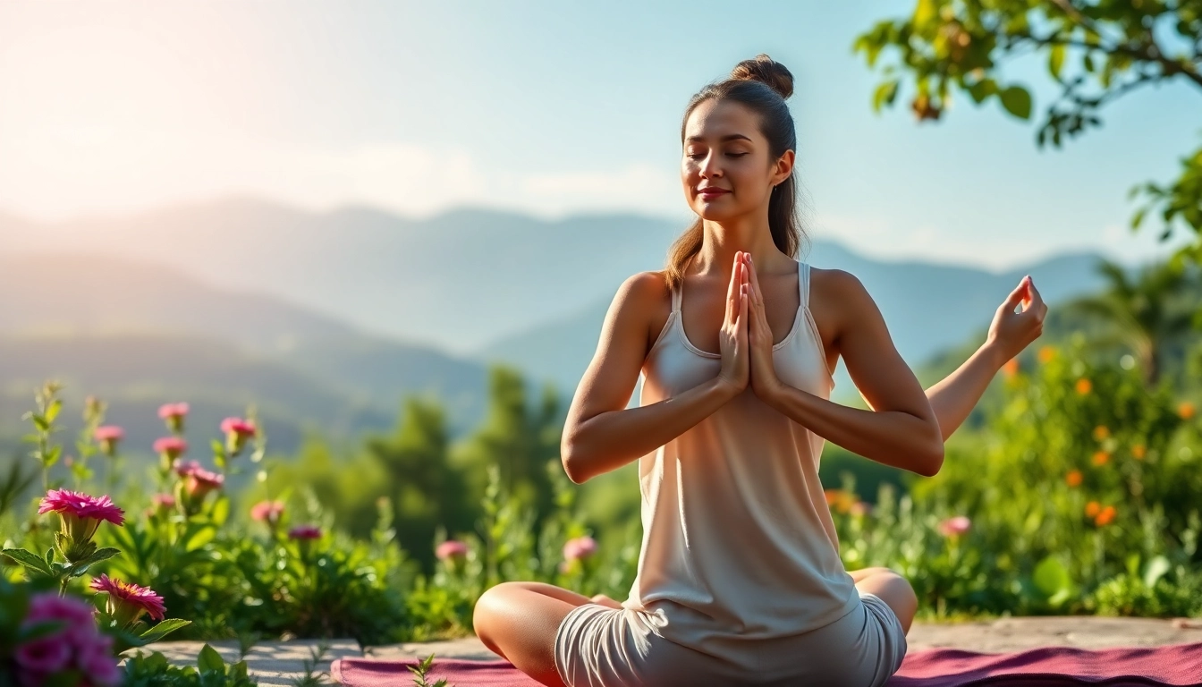 Learn about Ayurveda online courses through a peaceful yoga demonstration in a natural outdoor setting.