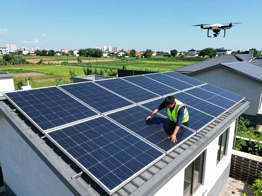 Efficiency of photovoltaic modules showcased on a sunny rooftop installation, highlighting solar technology and sustainability.
