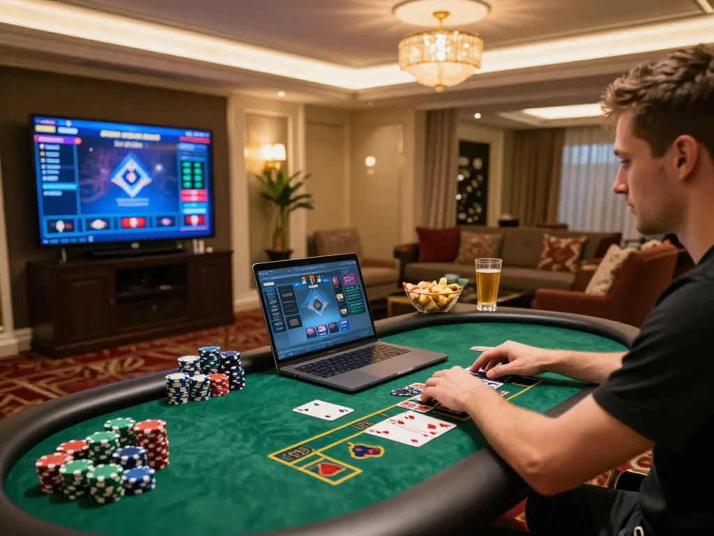 Engaged player enjoying an online gaming session with net88.de.com, showcasing strategic gameplay.