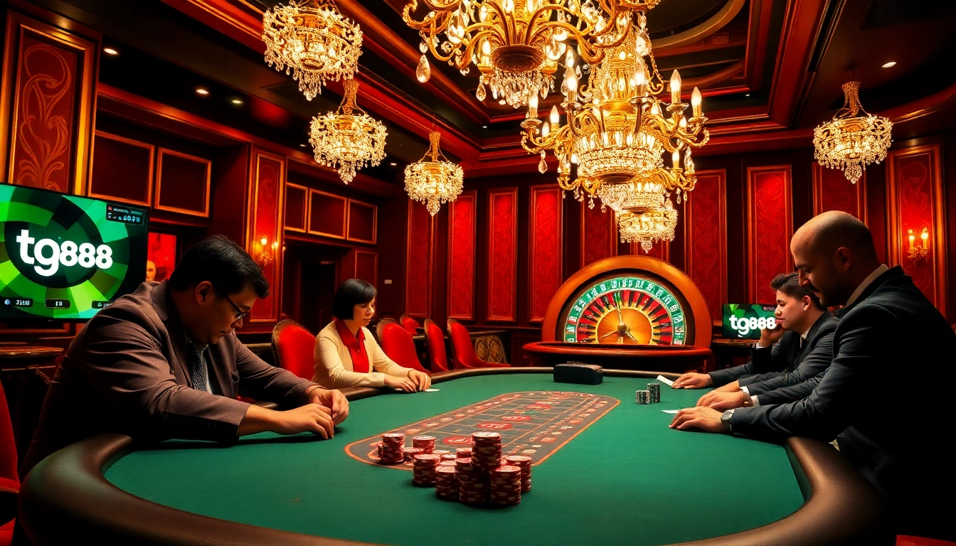 Players enjoying games at TG88's professional online casino, showcasing excitement in gambling.