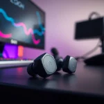 Experience sound clarity with PRO60 Gaming Earbuds showcasing sleek design and modern technology.