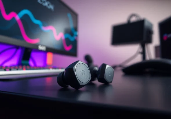 Experience sound clarity with PRO60 Gaming Earbuds showcasing sleek design and modern technology.
