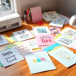 Explore an array of design bundles SVG cut files on a crafting table, perfect for Cricut users.