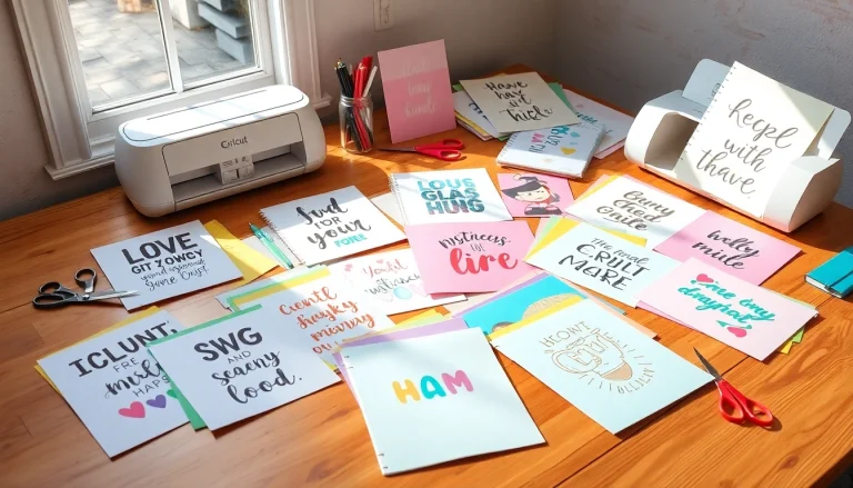 Explore an array of design bundles SVG cut files on a crafting table, perfect for Cricut users.