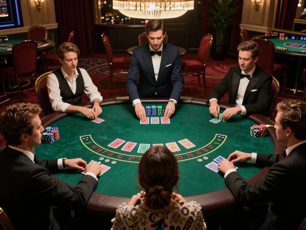 Experience strategic blackjack gameplay at nhà cái F168 with elegant table settings and engaged players.