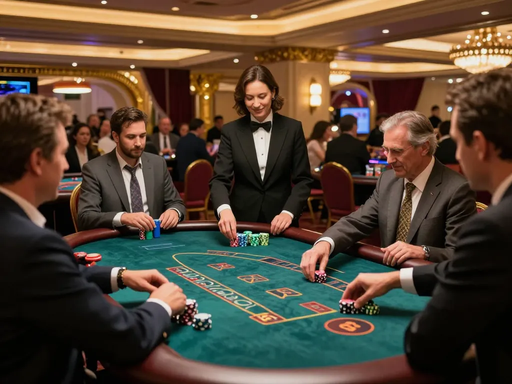 Người chơi tham gia vào một trò chơi blackjack hồi hộp tại sàn casino sang trọng của 12bet