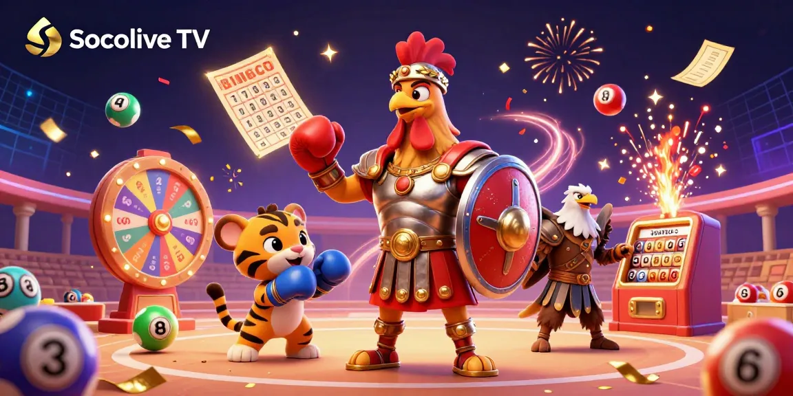Socolive TV showcases a vibrant, detailed sports betting environment with dynamic lottery elements.