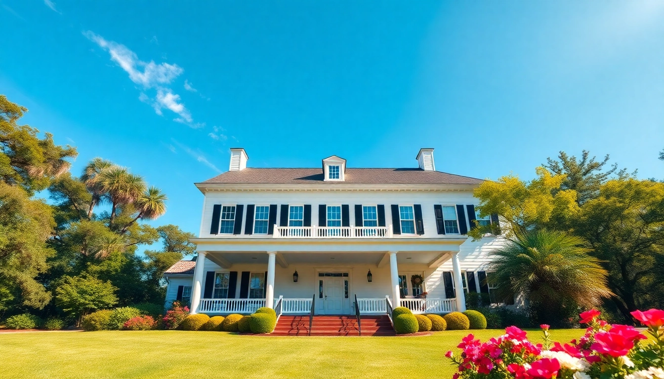 Showcasing colonial home construction with classic architecture and vibrant landscaping.