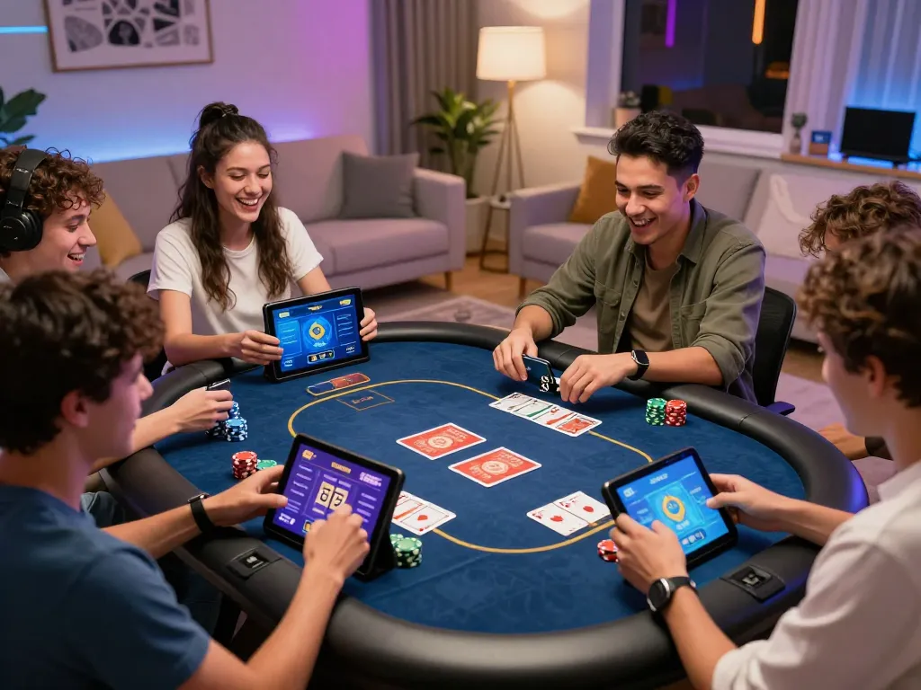 Players enjoying the teen patti star apk on mobile devices in a vibrant gaming setting.