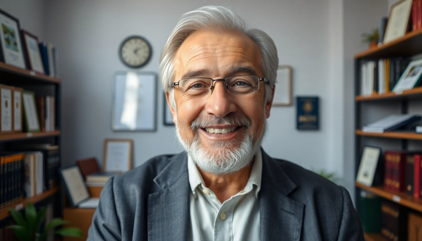 Enduring Guardian illustrating a wise elder in a professional setting, showcasing trust and legal knowledge.