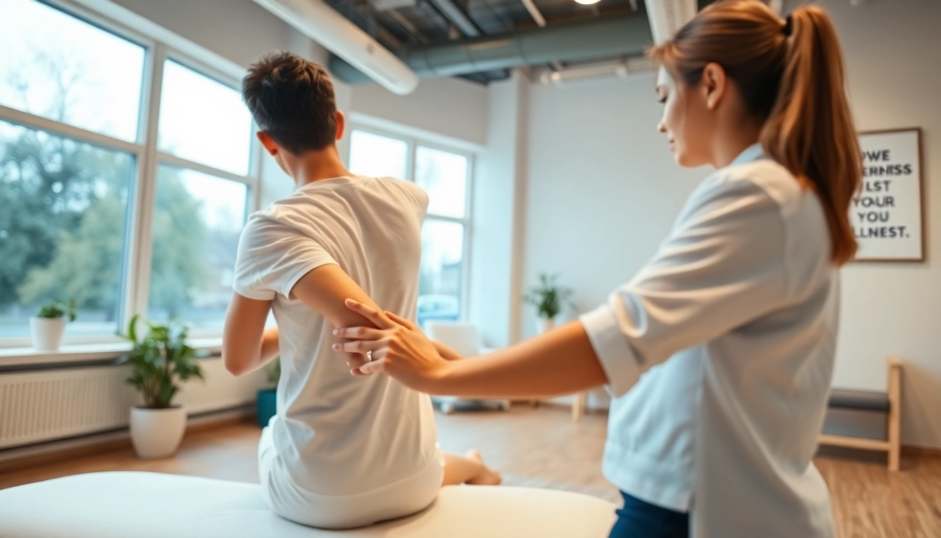 Therapist guiding a patient on chronic low back pain exercises for improved mobility.