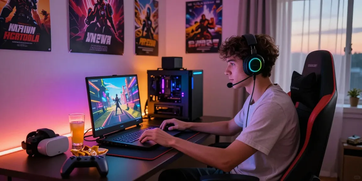 Engaging NSFW AI gaming setup with vibrant atmosphere and soft lighting