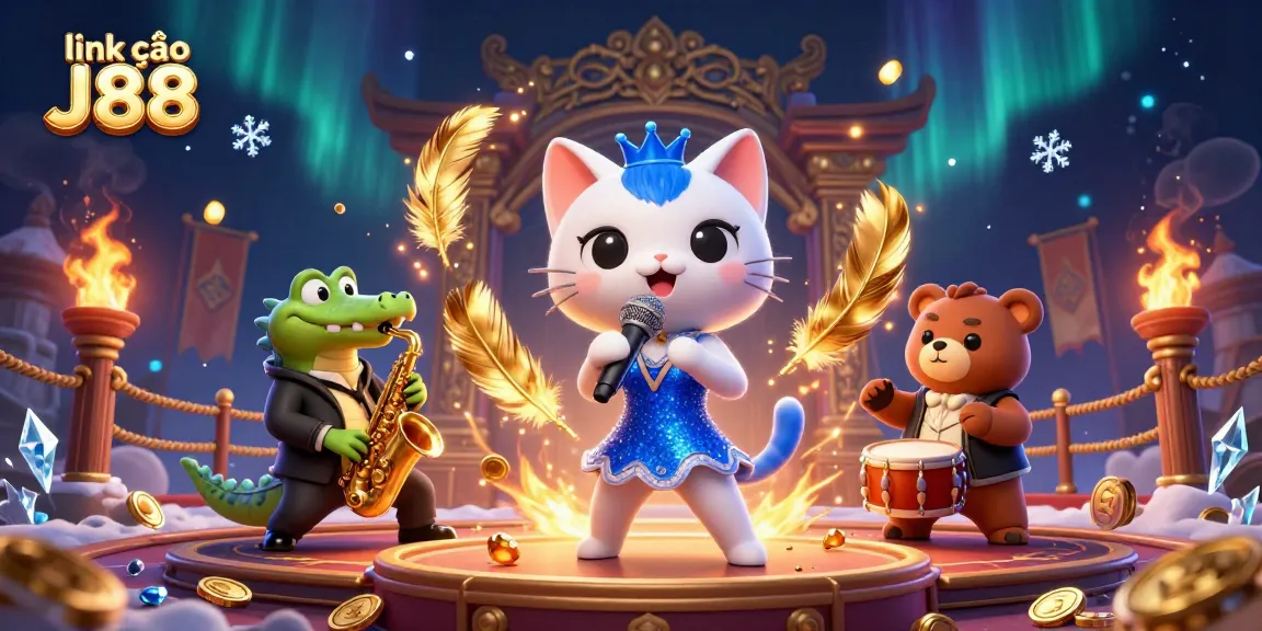 Experience exciting games with link vào J88 in a vibrant, dynamic casino illustration full of action.