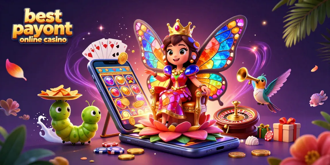 Experience the excitement of the best payout online casino with a vibrant 3D casino scene showcasing a butterfly queen and dynamic game elements.