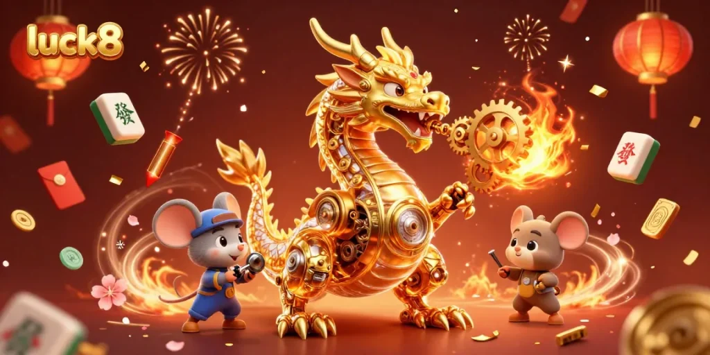 Experience luck8 with immersive gaming elements like golden dragons and festive designs.