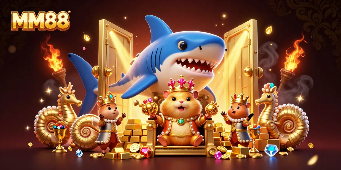 Experience dynamic gaming at MM88 with a royal hamster king surrounded by treasure and casino elements.