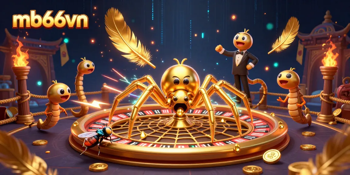 Experience thrilling bets with the mb66vn roulette scene featuring a golden spider and a centipede croupier.