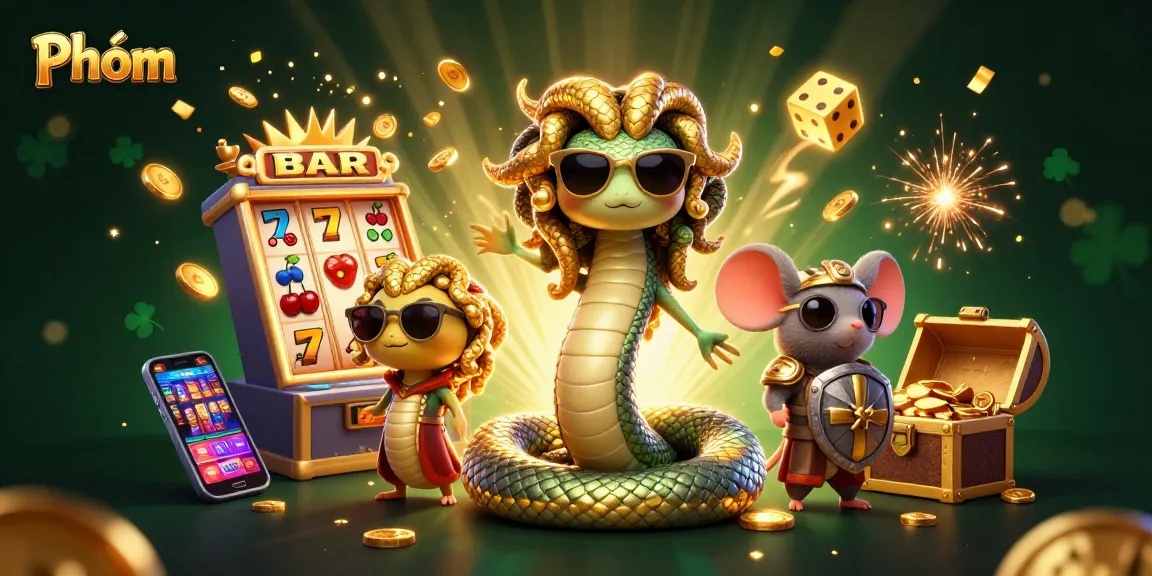 Engage in Phỏm and hit the jackpot with vibrant casino elements and friendly characters.
