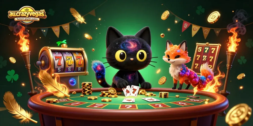 A vibrant 3D scene featuring characters and elements at au.crazyvegas.com fastest payout casino, showcasing dynamic gameplay and winning vibes.