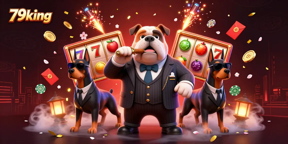 Experience exciting gameplay with 79king's whimsical 3D casino characters surrounded by slot reels.